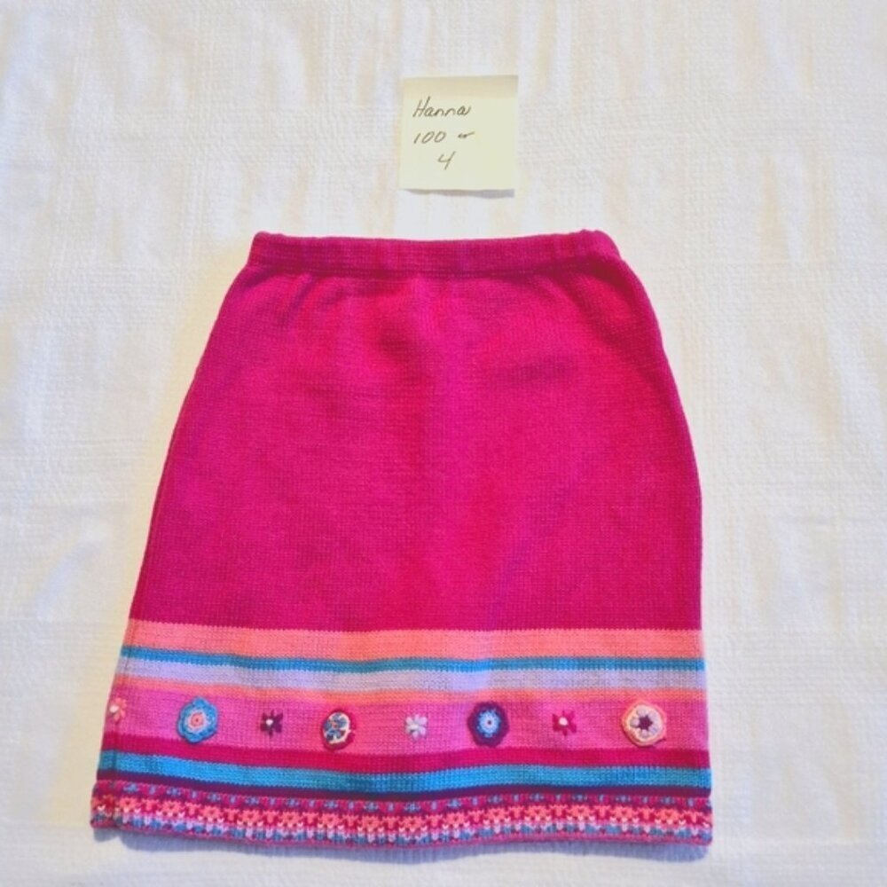 Hanna Andersson girls size 100 or 4 knit skirt with tiny flowers VGUC